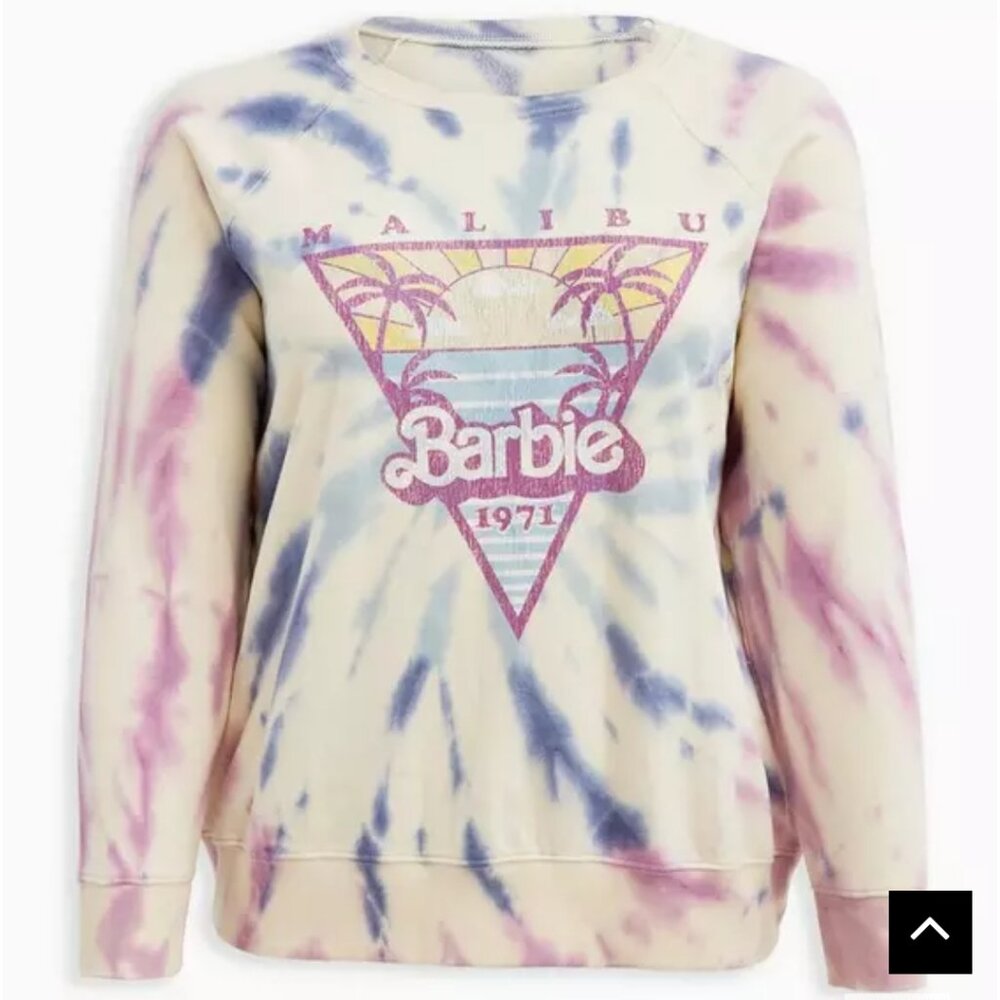 Torrid Size 4 (26W) Barbie Malibu 1971 Tie-Dye Crew Pullover Sweatshirt NWT
